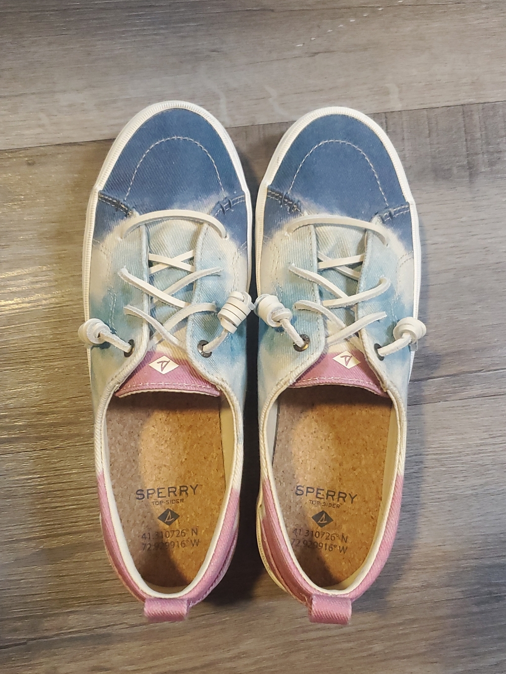 Sperry Tie-Dye Canvas Boat Shoes - Blue & Pink